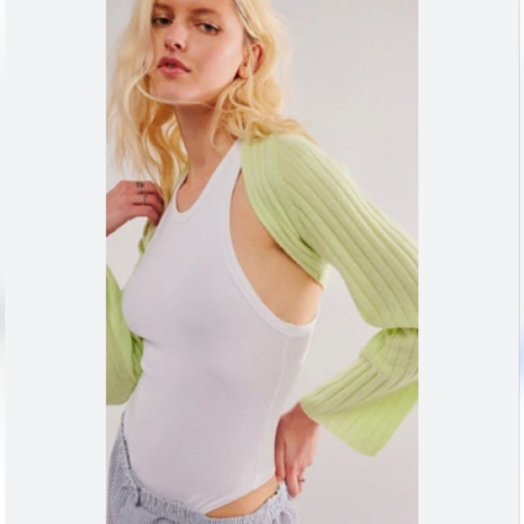 Free People Noelle Cashmere lime green shrug size XS NWOT - Picture 5 of 6